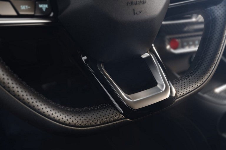 2024 Ford Mustang® model interior showing the flat-bottom steering wheel | Essential Ford of Stuart in Stuart FL